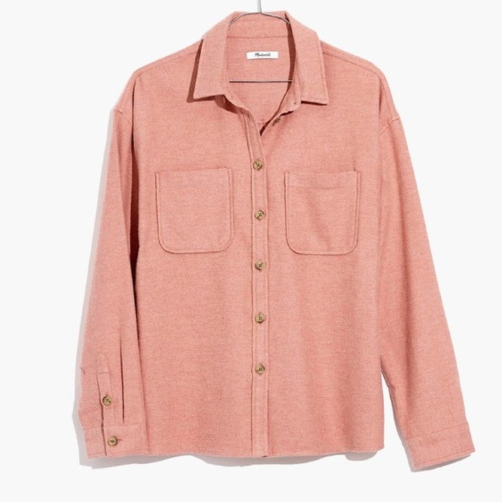 Madewell Flannel Shirt Jacket in Pink